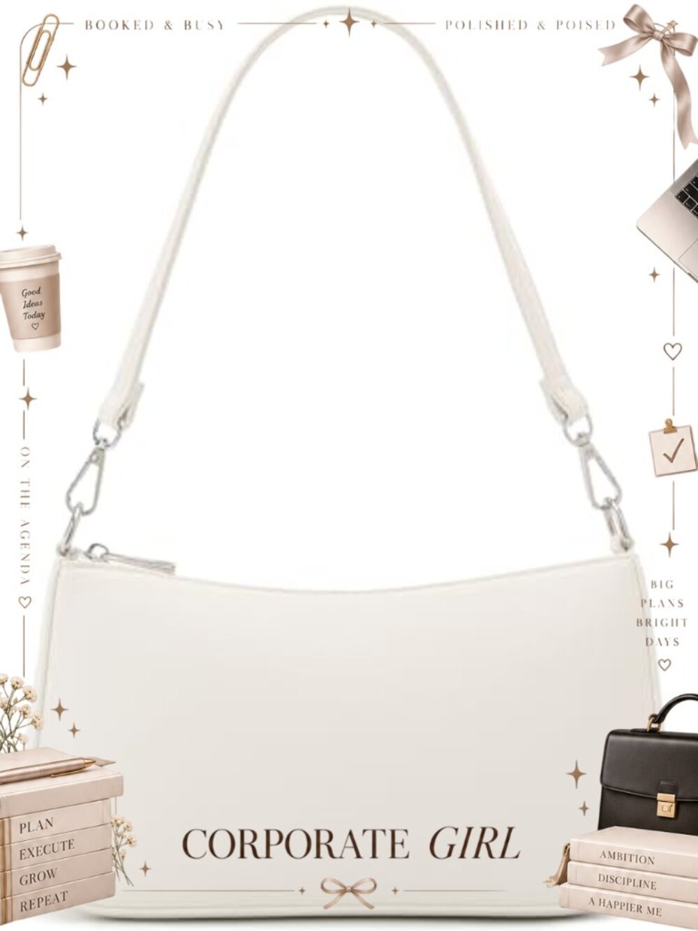 PU Leather Hobo Shoulder Bag Crossbody Purse Multi-Pocket Zipper Handbag